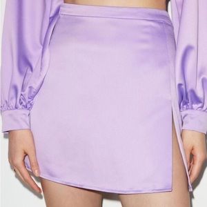 Mini side slit lilac skirt